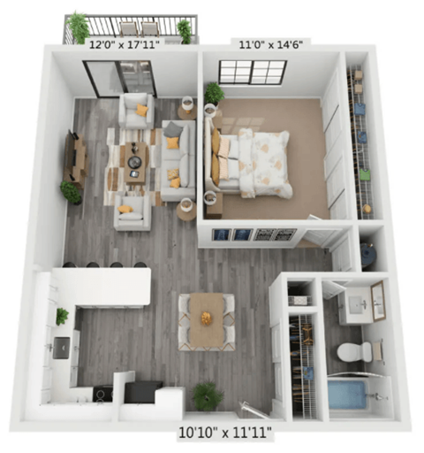 Mandalane 1C - 1 bed 1 bath - floor plan